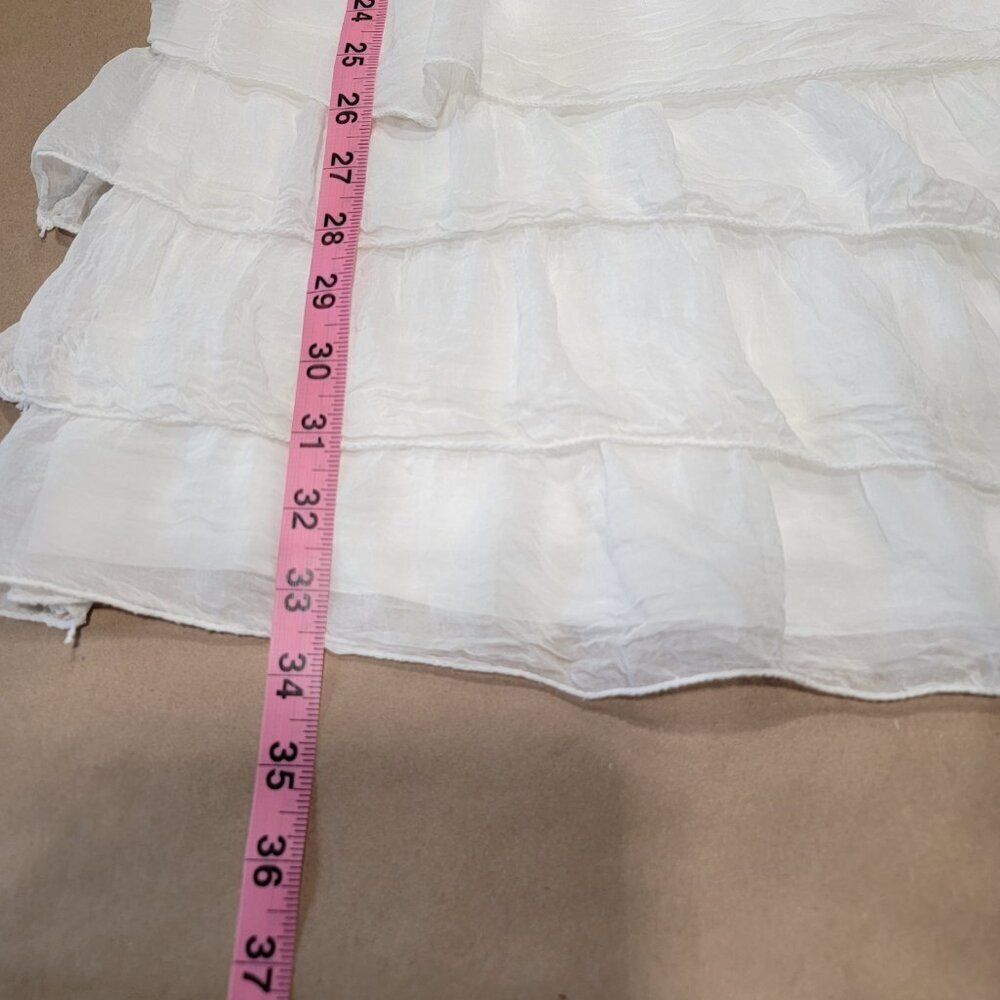 Made in Italy 100% Silk Layered / Tiered White Sleeveless Midi Dress - Picture 8 of 9